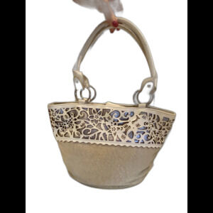 Boho Bag Canvas Chic Casual Purse Artistic  Laser Cutout on Top Lg  Compartment